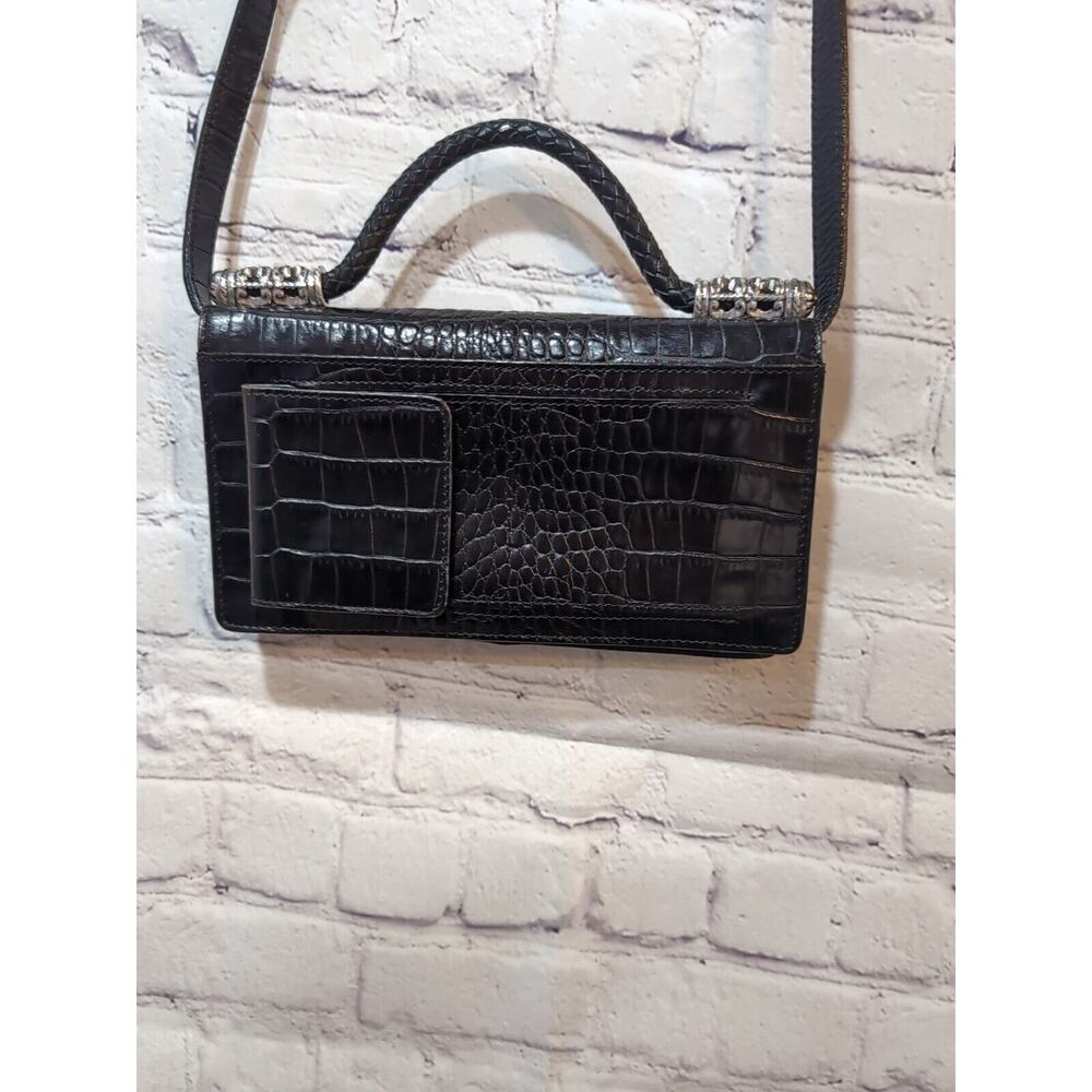 BRIGHTON Celtic Plaque Embossed Leather Clutch Handle Bag - Picture 7 of 16
